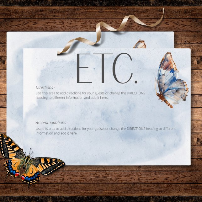 Modern Blue & Rust Watercolor Butterflies Details Enclosure Card (Modern Blue & Rust Watercolor Butterflies Details Enclosure Card)