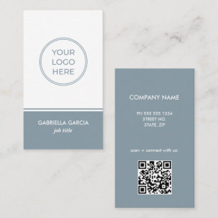 Modern Blue Scannable QR Logo Business Card