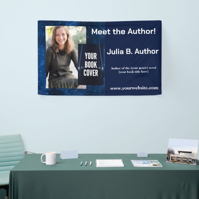 Modern Blue Sci Fi Author Book Signing  Banner (Tradeshow)
