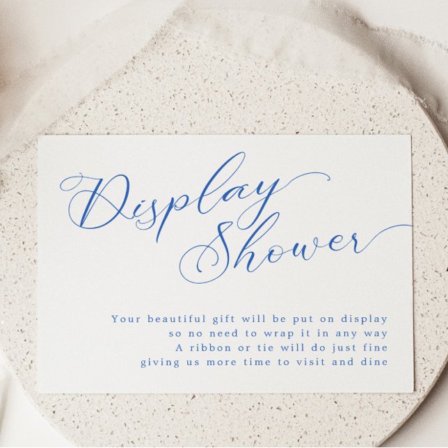 Modern Blue Script Bridal Shower Display Shower Enclosure Card (Creator Uploaded)