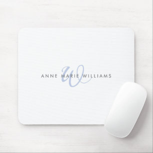 Modern Blue Script Monogram Mouse Mat