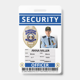 Modern Blue Security Custom Name Guard Employee ID Badge