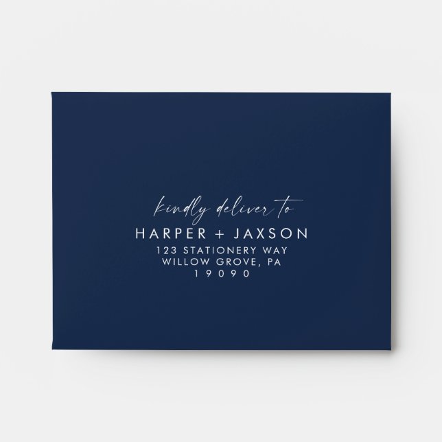 Modern Blue Self-Addressed RSVP Envelope (Front)