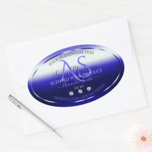 Modern Blue Shimmery Product Label Initials Jewels