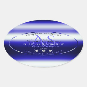 Modern Blue Shimmery Product Label Initials Jewels