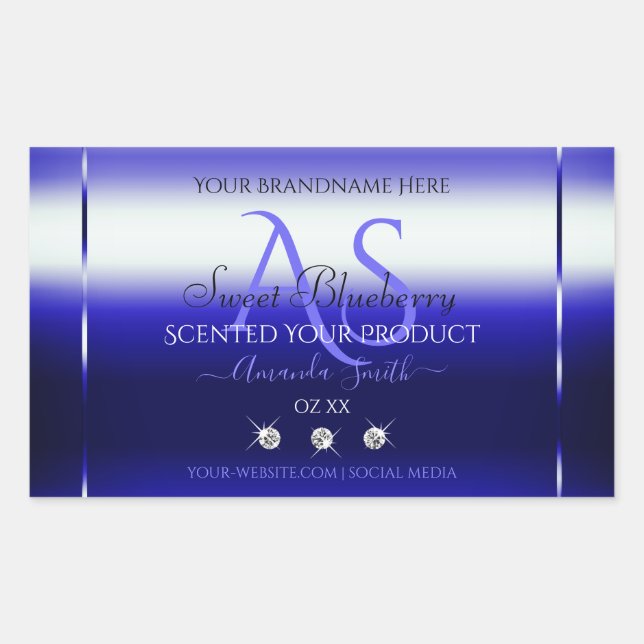 Modern Blue Shimmery Product Label Initials Jewels (Front)