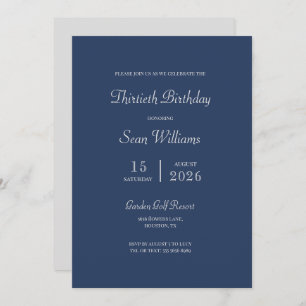 Modern Blue & Silver Birthday Party Invitation