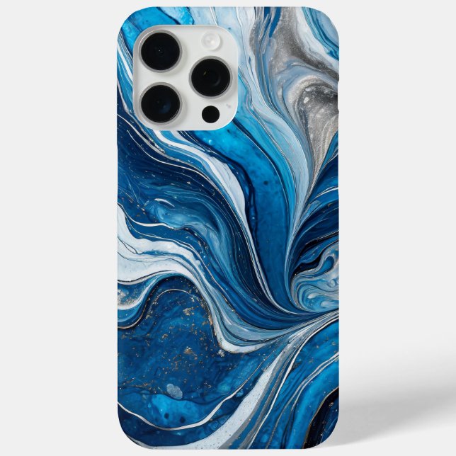Modern Blue Silver Elegant Marble Case-Mate iPhone Case (Back)