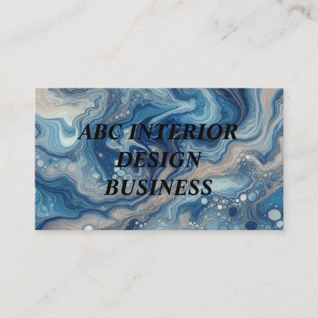 Modern blue silver marble texture and typography  business card (Front)