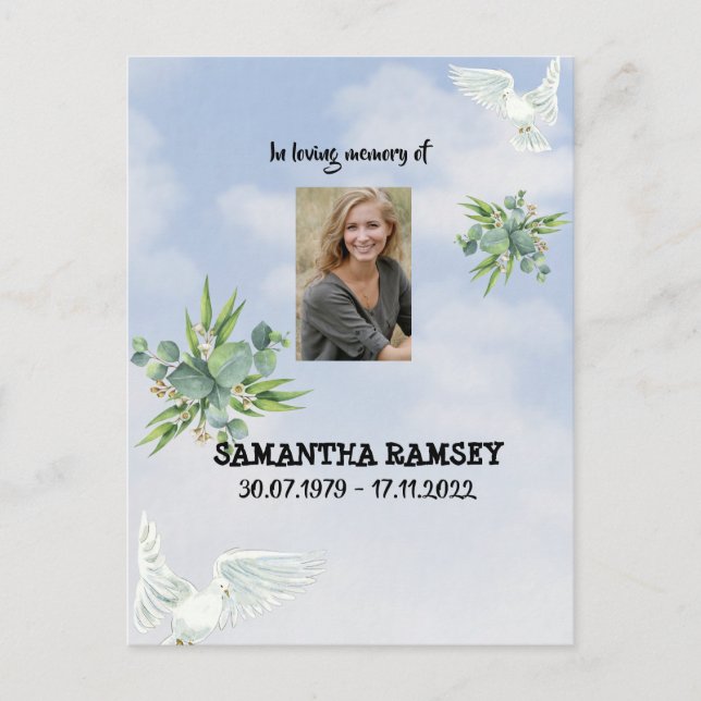 Modern Blue Sky Condolence Card (Front)