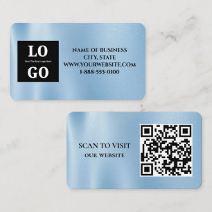 Modern Blue Sky Custom Logo and QR Code Business Card