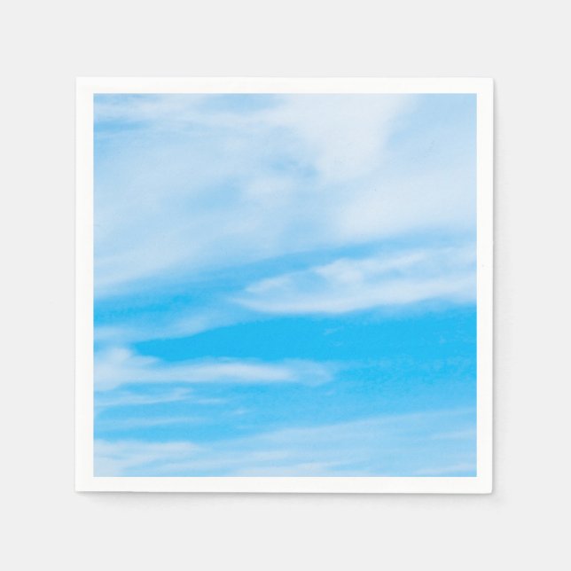 Modern Blue Sky White Clouds Template Elegant Napkin (Front)