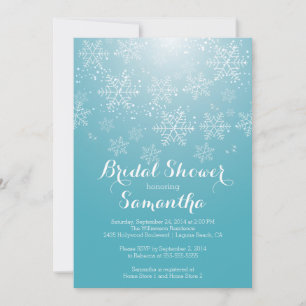 Modern Blue Snowflake Bridal Shower Invitation
