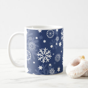 Modern Blue Snowflake Christmas Coffee Mug