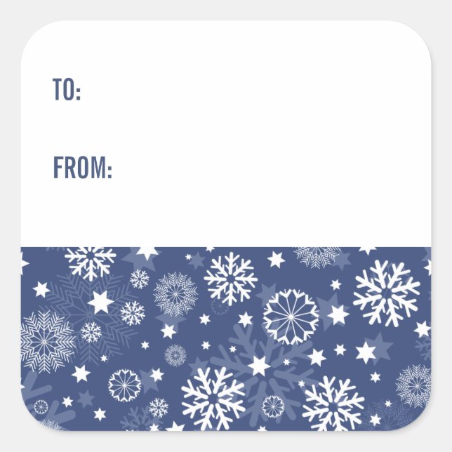 Modern Blue Snowflake Christmas Holiday Stickers (Front)
