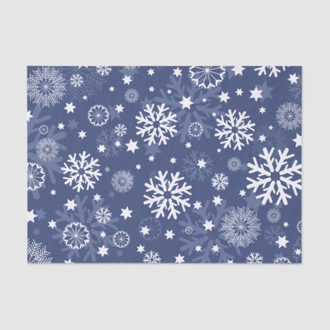 Modern Blue Snowflake Christmas Tissue Paper (Front)