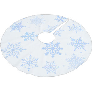 Modern Blue Snowflakes  Brushed Polyester Tree Skirt