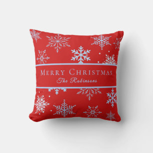 Modern Blue Snowflakes Cushion