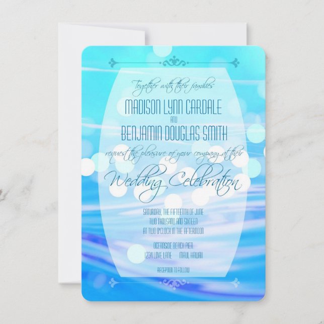 Modern Blue Sparkle Wedding Celebration Invitation (Front)