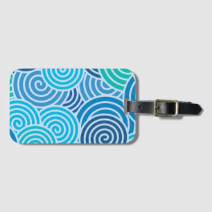 Modern Blue Spiral Pattern Luggage Tag