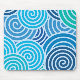 Modern Blue Spiral Pattern Mouse Mat