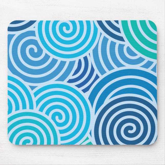 Modern Blue Spiral Pattern Mouse Mat (Front)
