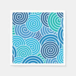 Modern Blue Spiral Pattern Napkin
