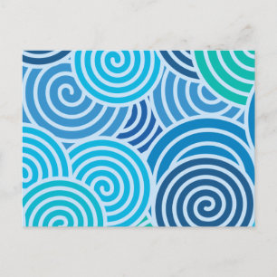 Modern Blue Spiral Pattern Postcard