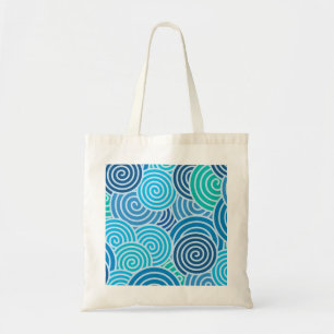 Modern Blue Spiral Pattern Tote Bag