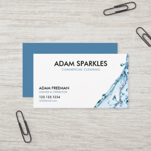 Modern Blue Splash Commercial Cleaning Business Card