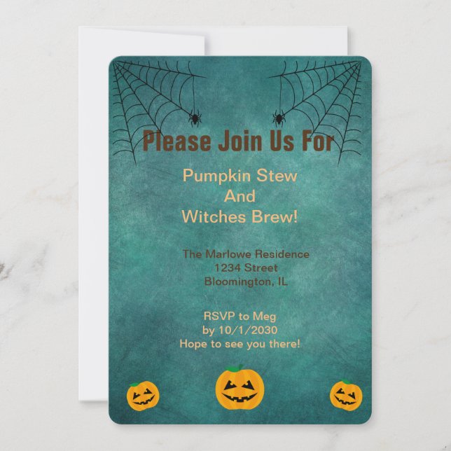 Modern Blue  Spooky Bats Halloween Party Invitation (Front)