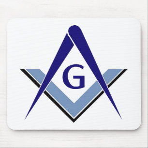 Modern Blue Square and Compass Mouse Mat