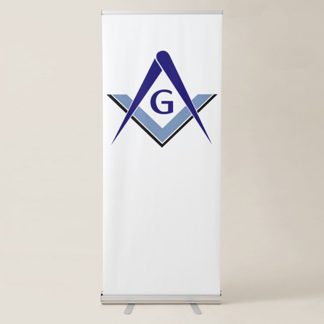 Modern Blue Square and Compass Retractable Banner (Front)