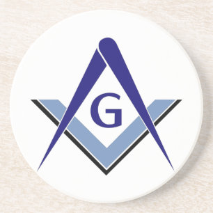 Modern Blue Square & Compasses Coaster