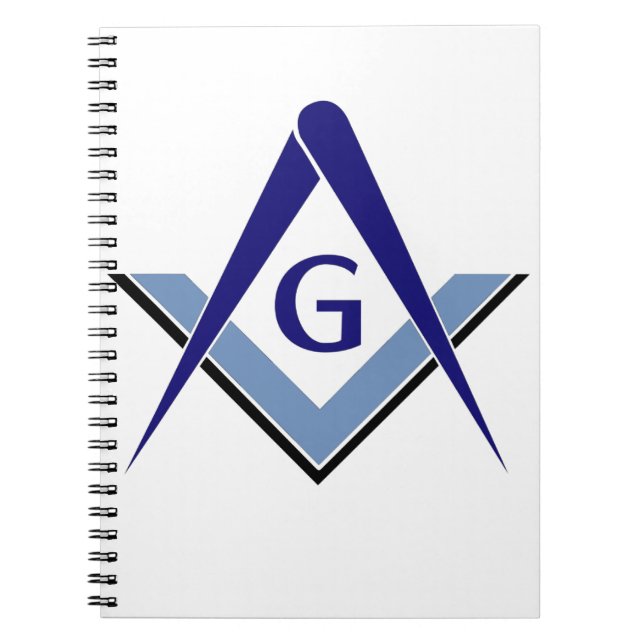 Modern Blue Square & Compasses Notebook (Front)