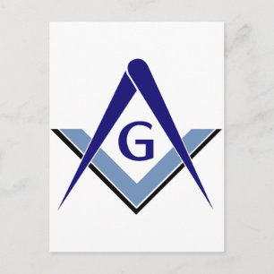 Modern Blue Square & Compasses Postcard