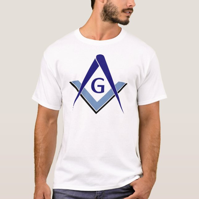 Modern Blue Square & Compasses T-Shirt (Front)