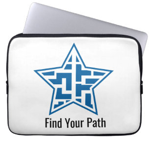 Modern Blue Star Maze Geometric Pattern Laptop Sleeve