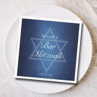 Modern Blue Star of David Formal Bar Mitzvah Party