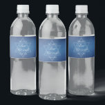 Modern Blue Star of David Formal Bar Mitzvah Party Water Bottle Label<br><div class="desc">Beautiful deep shades of dark blue create a texture like water on this formal Bar Mitzvah party water bottle label. Elegant white minimalist script on labels with your son's name on the subtle Star of David to celebrate your Jewish son's coming of age.</div>
