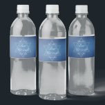 Modern Blue Star of David Formal Bar Mitzvah Party Water Bottle Label<br><div class="desc">Beautiful deep shades of dark blue create a texture like water on this formal Bar Mitzvah party water bottle label. Elegant white minimalist script on labels with your son's name on the subtle Star of David to celebrate your Jewish son's coming of age.</div>