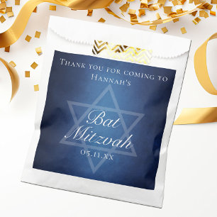 Modern Blue Star of David Formal Bat Mitzvah Party Favour Bags