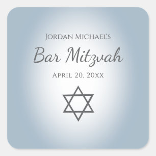 Modern Blue Star of David Simple Bar Mitzvah Square Sticker