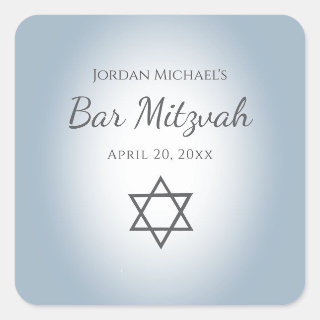 Modern Blue Star of David Simple Bar Mitzvah Square Sticker (Front)