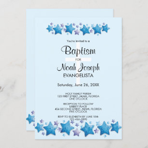 Modern Blue Stars BAPTISM Event Invitation