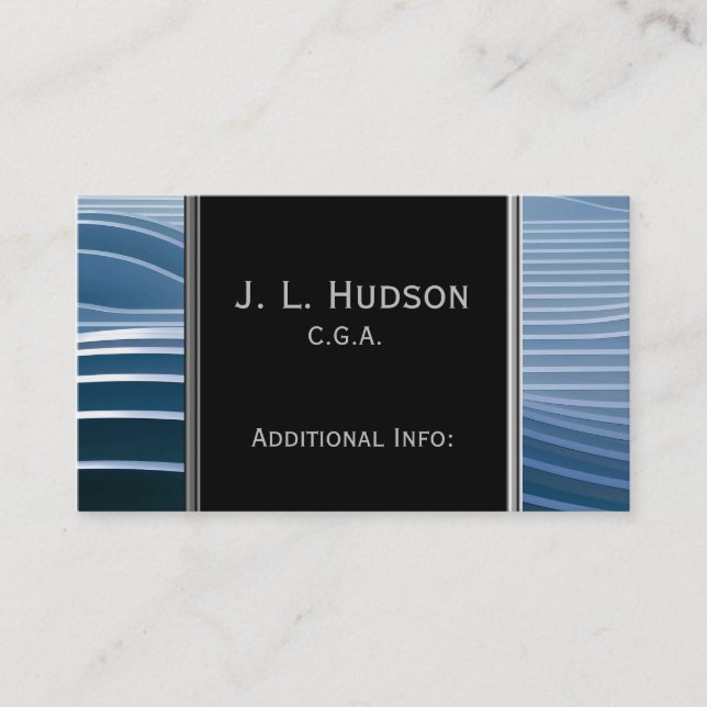Modern Blue Stripes Business Card (Front)