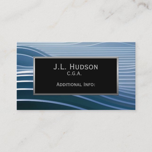 Modern Blue Stripes Business Card 2 (Front)