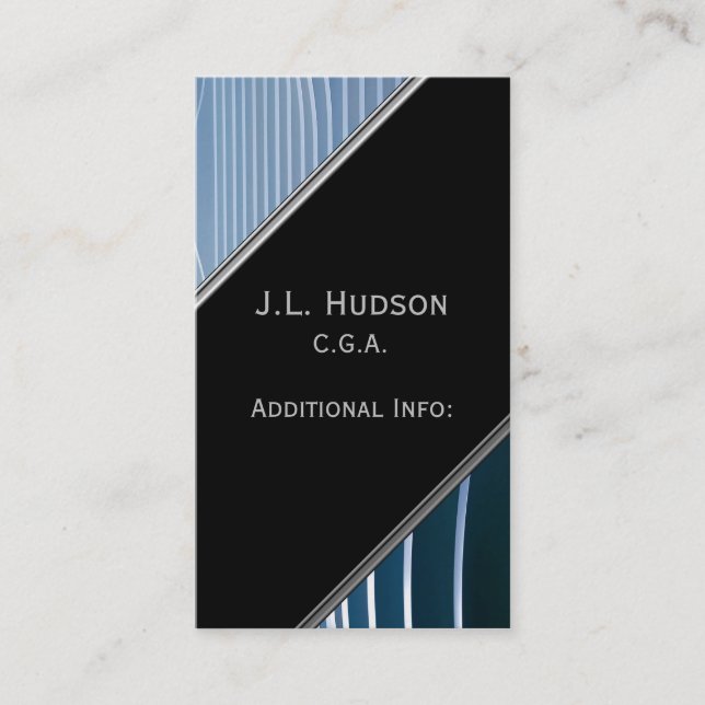 Modern Blue Stripes Business Card 4 (Front)