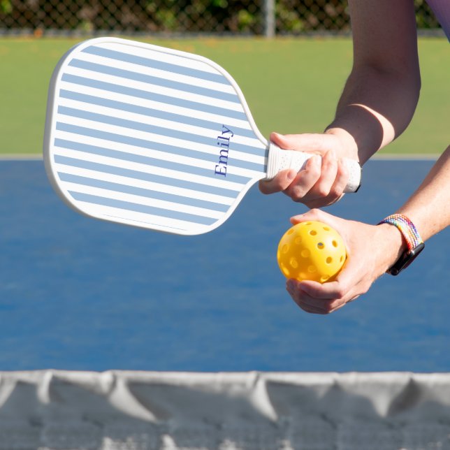 Modern Blue Stripes Custom Name Pickleball Paddle (Insitu)