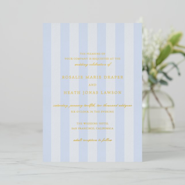 Modern Blue Stripes Elegant Wedding (Standing Front)